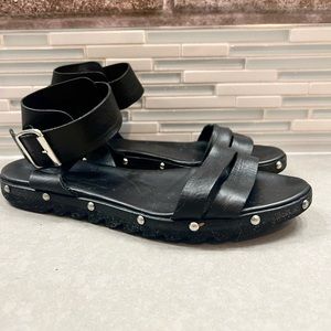 AGL Black Leather Gladiator Sandals Size 37.5